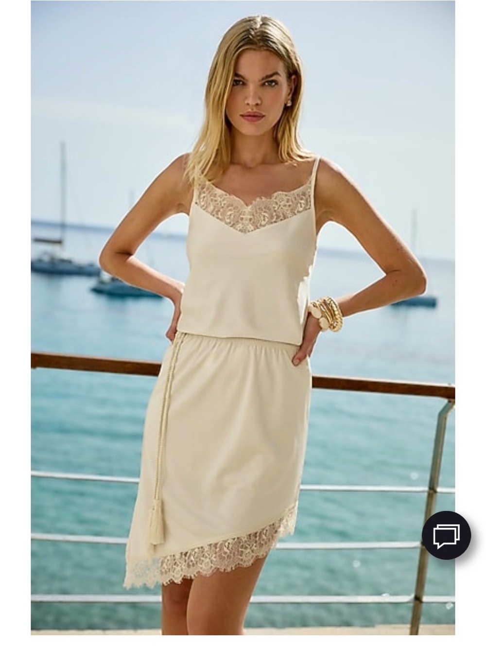 Satin lace trim v neck cami top
